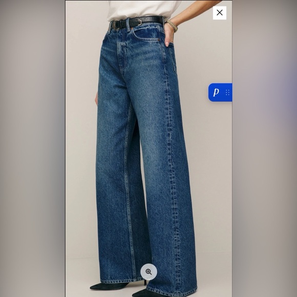 Reformation Denim - Reformation Cary High Rise Slouchy Wide Leg Jeans Blue - Size 26